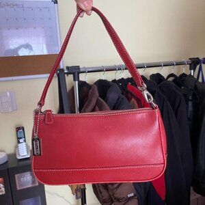 Red leather y2k vintage coach shoulder bag